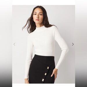 WHBM Essential Mock Neck Rib Sweater
